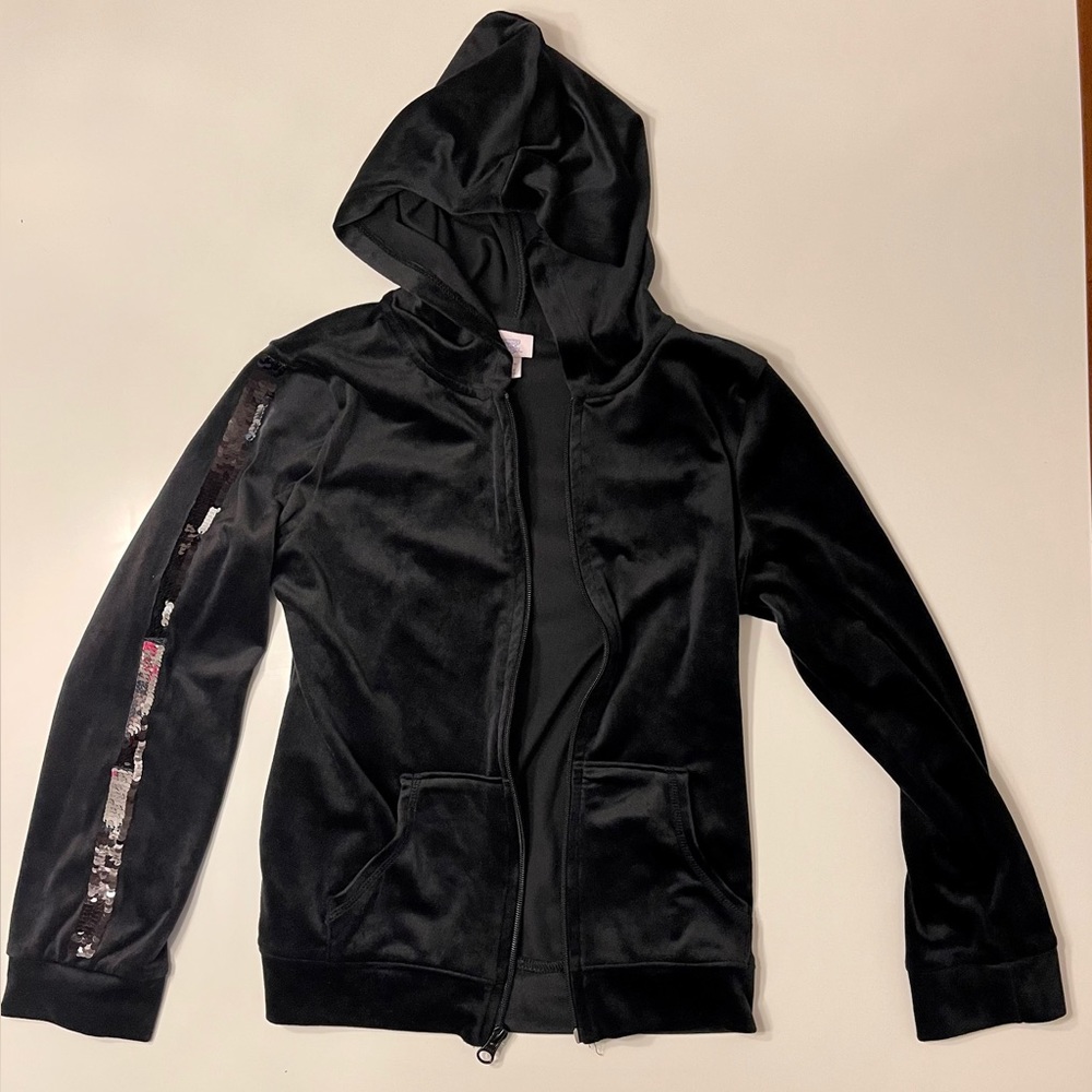More Than Magic black zip up hoodie size 7/8.